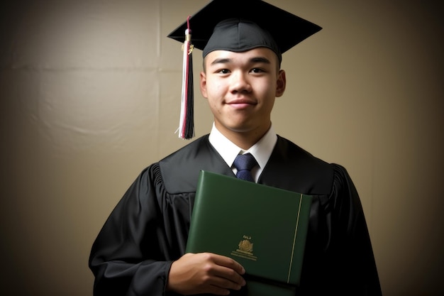 Un joven graduado con su diploma luciendo orgulloso creado con ai generativo