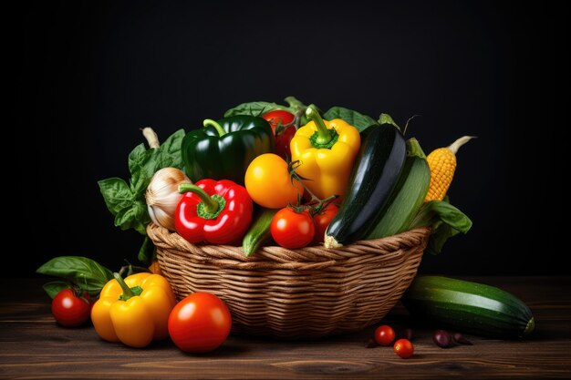 Joven granjero con verduras frescas en una canasta