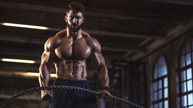 Joven haciendo ejercicio en el gimnasio culturismo esteroides levantamiento de pesas dieta músculos