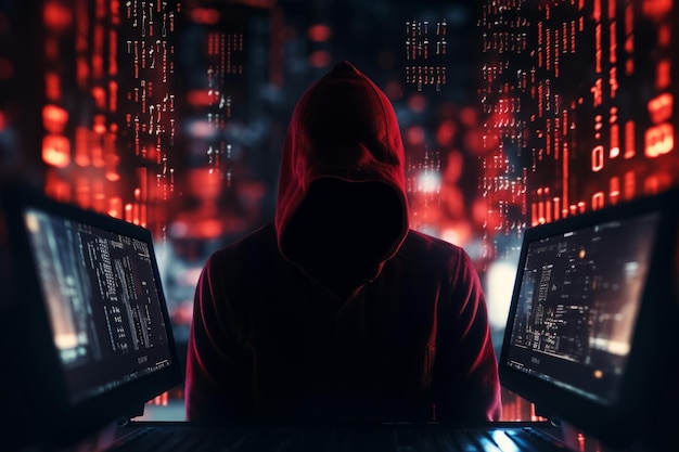 Un joven hacker explora el concepto de seguridad de datos