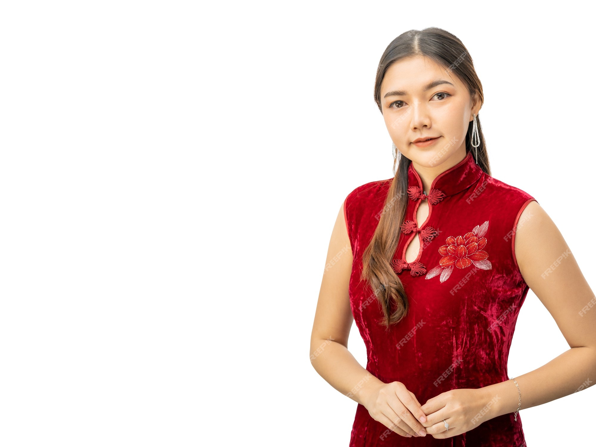 Joven hermosa mujer china en vestido chino tradicional | Foto