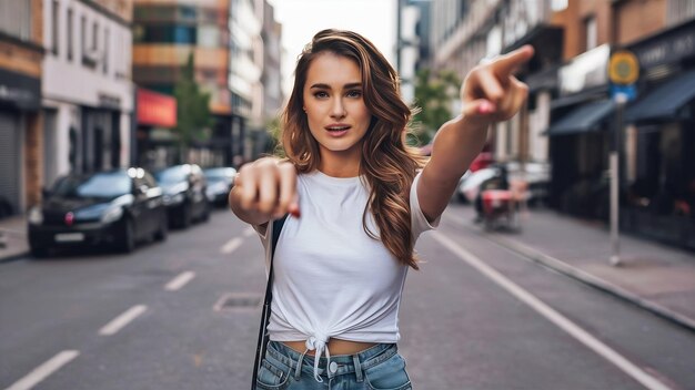 Foto joven y hermosa mujer mirando a la cámara