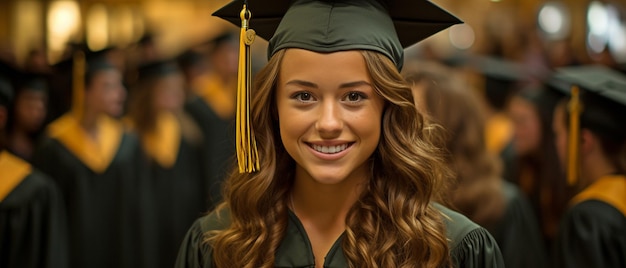 una joven hispana que acababa de graduarse