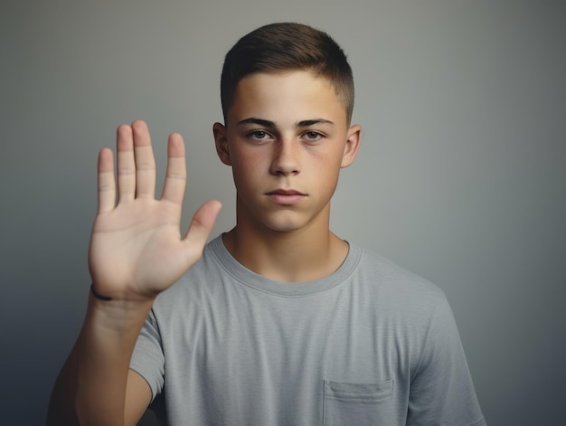 Joven hombre guapo gestos emocionales en un fondo sólido