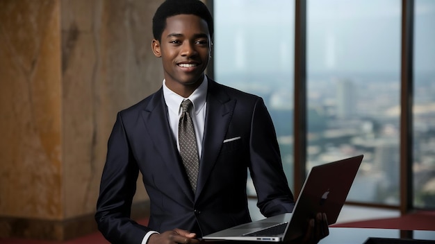 Joven hombre de negocios africano en traje de clase