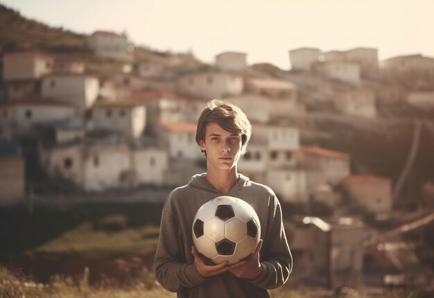 Foto joven jugador de fútbol