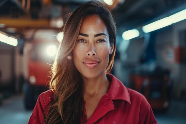 Foto joven mecánica en el trabajo mujer empoderada en el retrato del negocio de reparación de automóviles