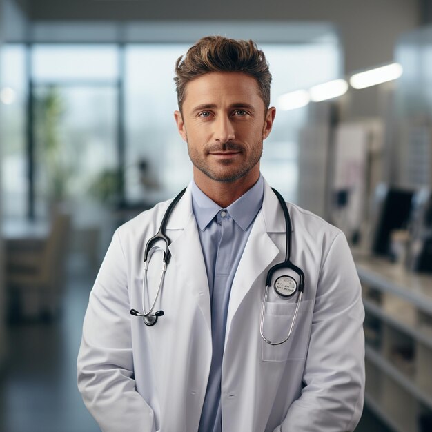 El joven médico sonriente