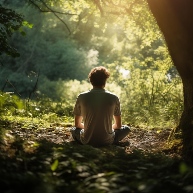 joven meditando en la naturaleza