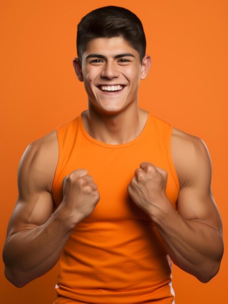 Foto joven mexicano vestido con ropa deportiva claramente activo y lleno de energía