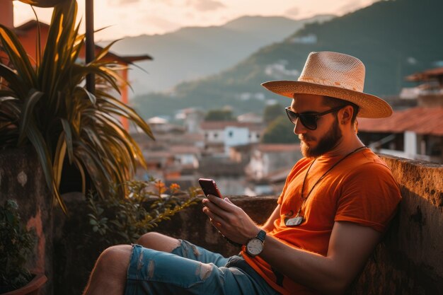 Joven mirando su celular