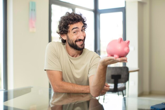 Foto joven modelo de ahorro o concepto de dinero