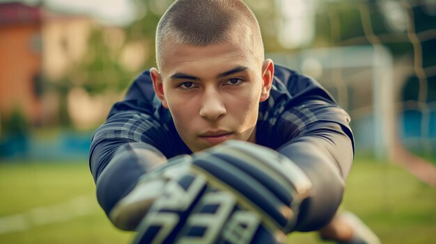 Foto un joven con un mohawk y un casco con el número 3 en él