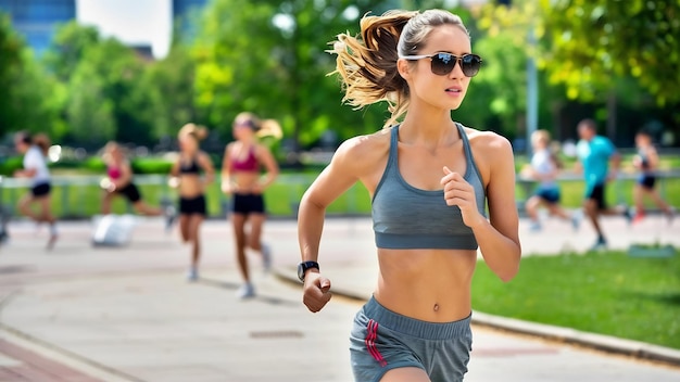 Joven mujer corredora de fitness