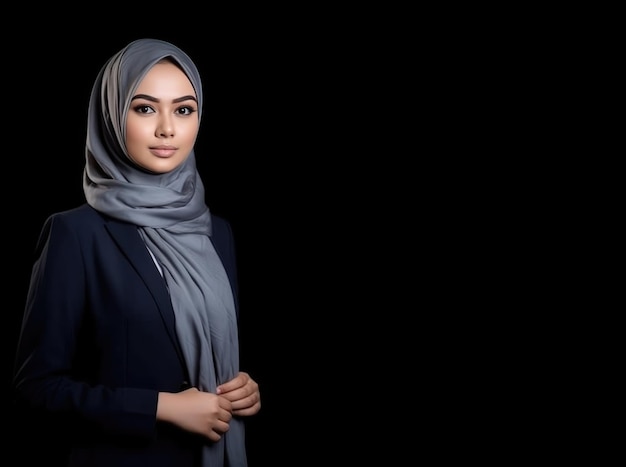 Joven mujer musulmana hermosa ropa de moda en la oficina fondo aislado