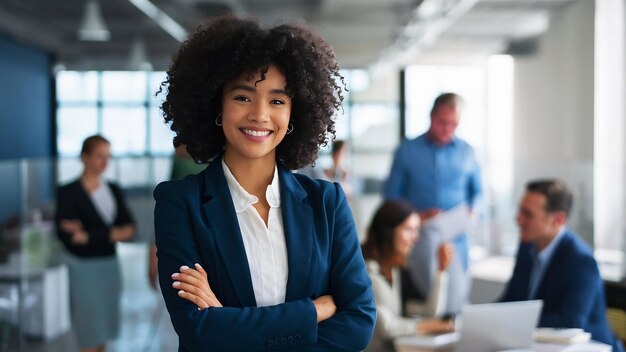 Joven mujer de negocios sonriente