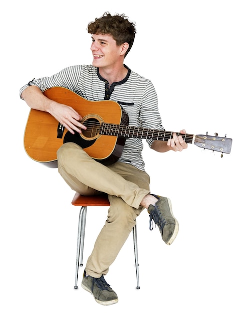 Joven músico con fondo transparente