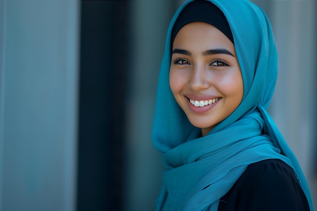 Una joven musulmana con una cálida sonrisa