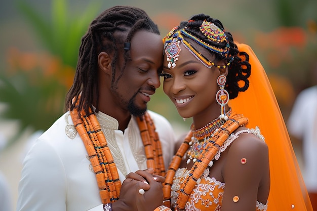 Una joven pareja africana romántica besándose