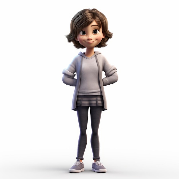 Joven personaje de dibujos animados en 3D Aubrey Render fotorrealista
