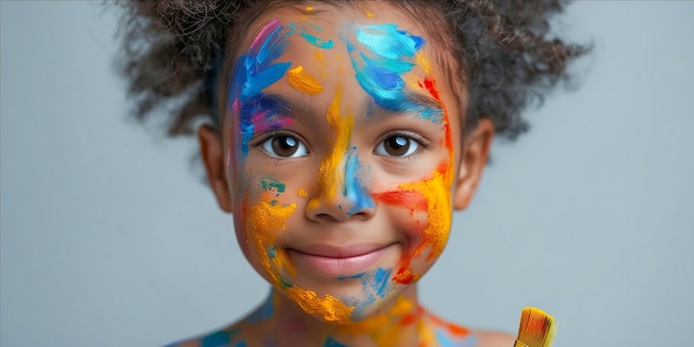 Foto una joven con pintura en la cara