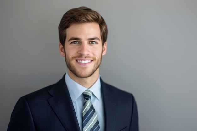 Joven profesional en traje sonriendo