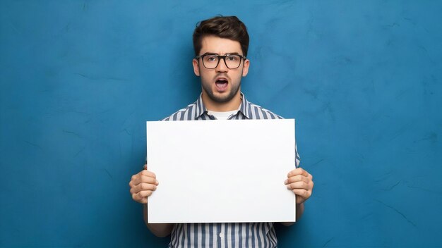 Foto joven protestando con una tabla en blanco