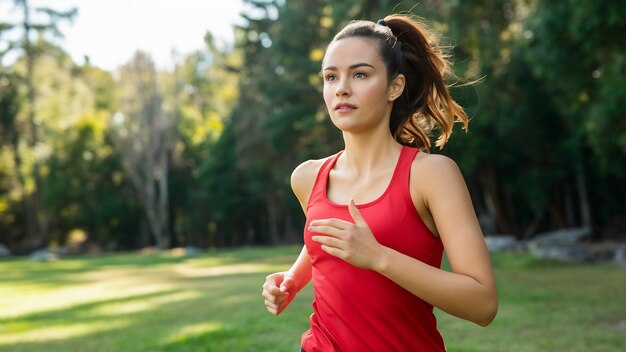 Una joven que hace ejercicio al aire libre por la mañana me da energía para todo el día.