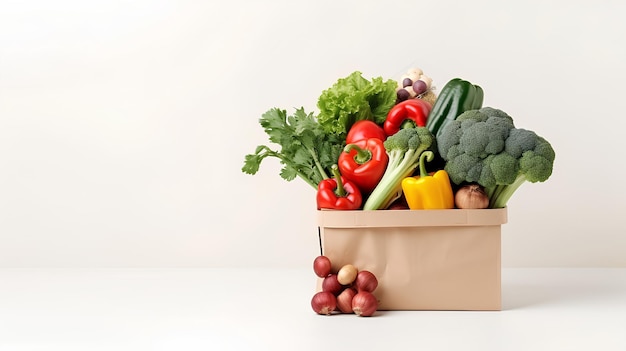 Un joven que lleva una caja de verduras