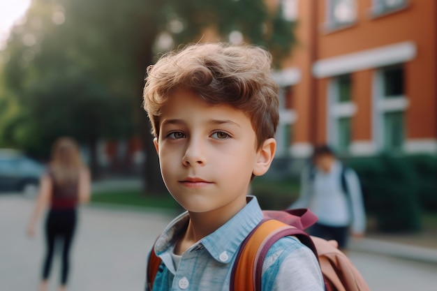 Joven sonriente listo para regresar a la escuela ai generado