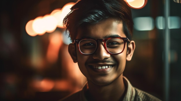 Un joven con una sonrisa en su rostro