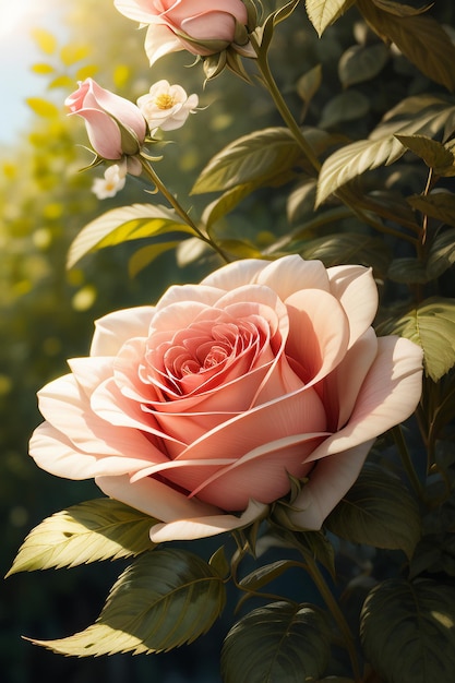 La joven suave con el cabello largo es tan hermosa como una rosa y es un papel tapiz fascinante