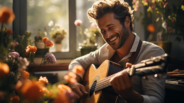 Foto un joven tocando el violín.