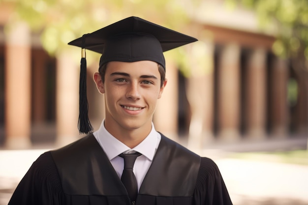 un joven con toga y gorra de graduación