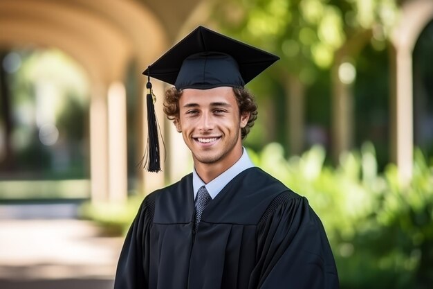 un joven con toga y gorra de graduación