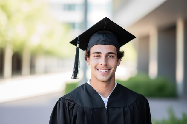 un joven con toga y gorra de graduación