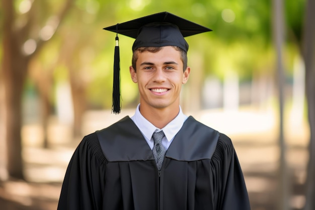 un joven con toga y gorra de graduación