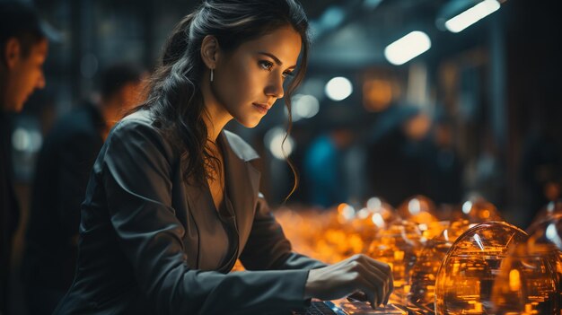 Joven trabajadora de mantenimiento concentrada.