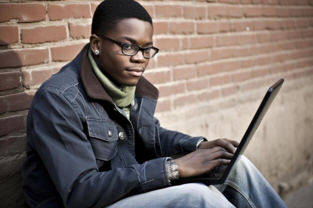 Un joven trabajando en su computadora portátil de negocios