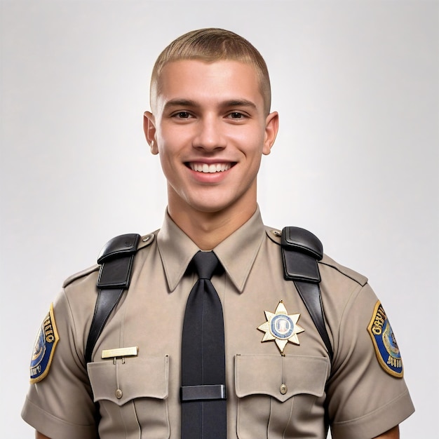 un joven con un uniforme de policía