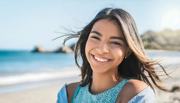 joven en vacaciones en la playa