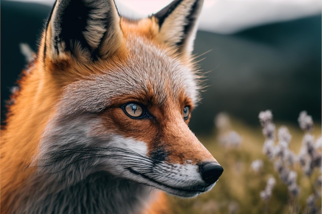 Un joven zorro rojo, un cazador en estado salvaje