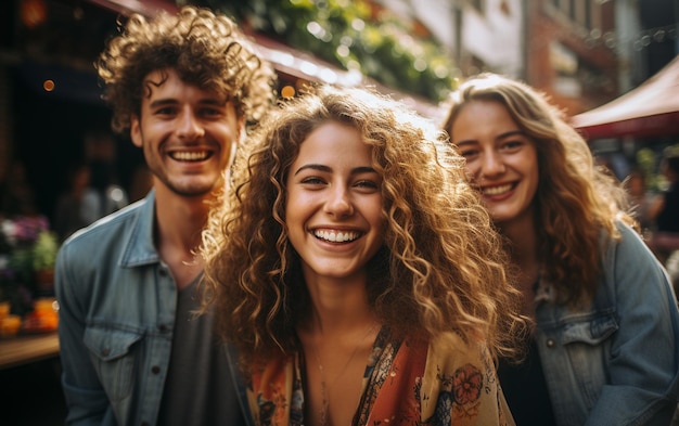 Jóvenes adultos disfrutando del ambiente de la ciudad de verano