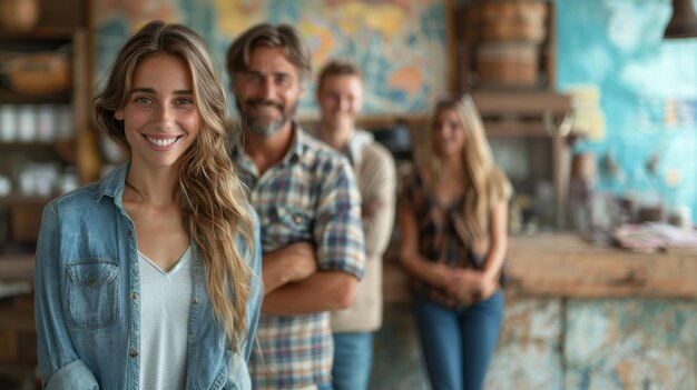 Jóvenes adultos felices en una reunión casual en un elegante café