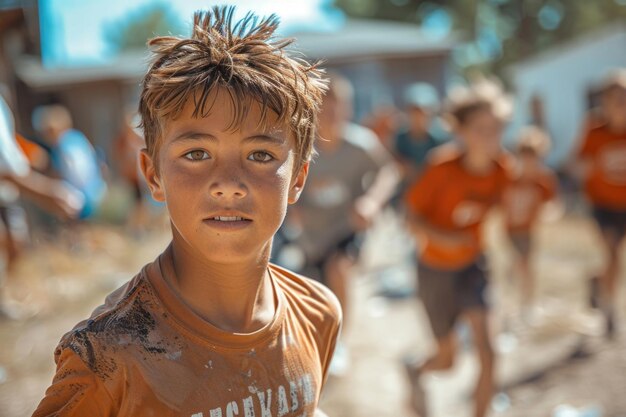 Foto jóvenes atletas ansiosos perfeccionando sus habilidades para un futuro brillante.