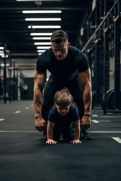 Foto jóvenes atletas estirándose en el gimnasio