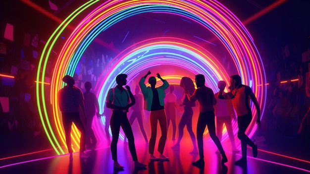 Jóvenes bailando en un club nocturno elegante El baile ardiente de la noche