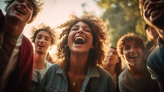 Foto los jóvenes celebran la unión imagen generada por la ia