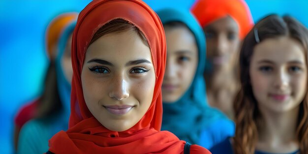 Foto jóvenes diversos de diferentes orígenes se unen por la igualdad luchando contra la discriminación concepto empoderamiento de los jóvenes defensa de la igualdad comunidades diversas movimiento antidiscriminación