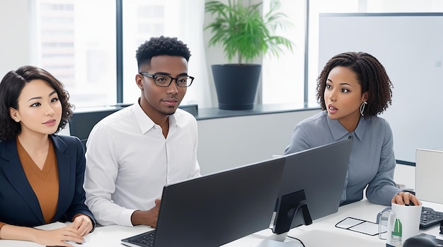 Jóvenes empresarios trabajando en la oficina.